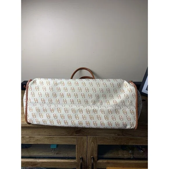 Dooney & Bourke Letter Logo Monogram Tote Bag Leather Canvas Beige - Picture 6 of 16